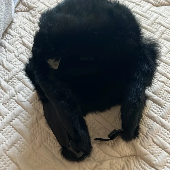 Norko Black Real Rabbit Fur Trapper Hat. Size XL - Picture 5 of 6
